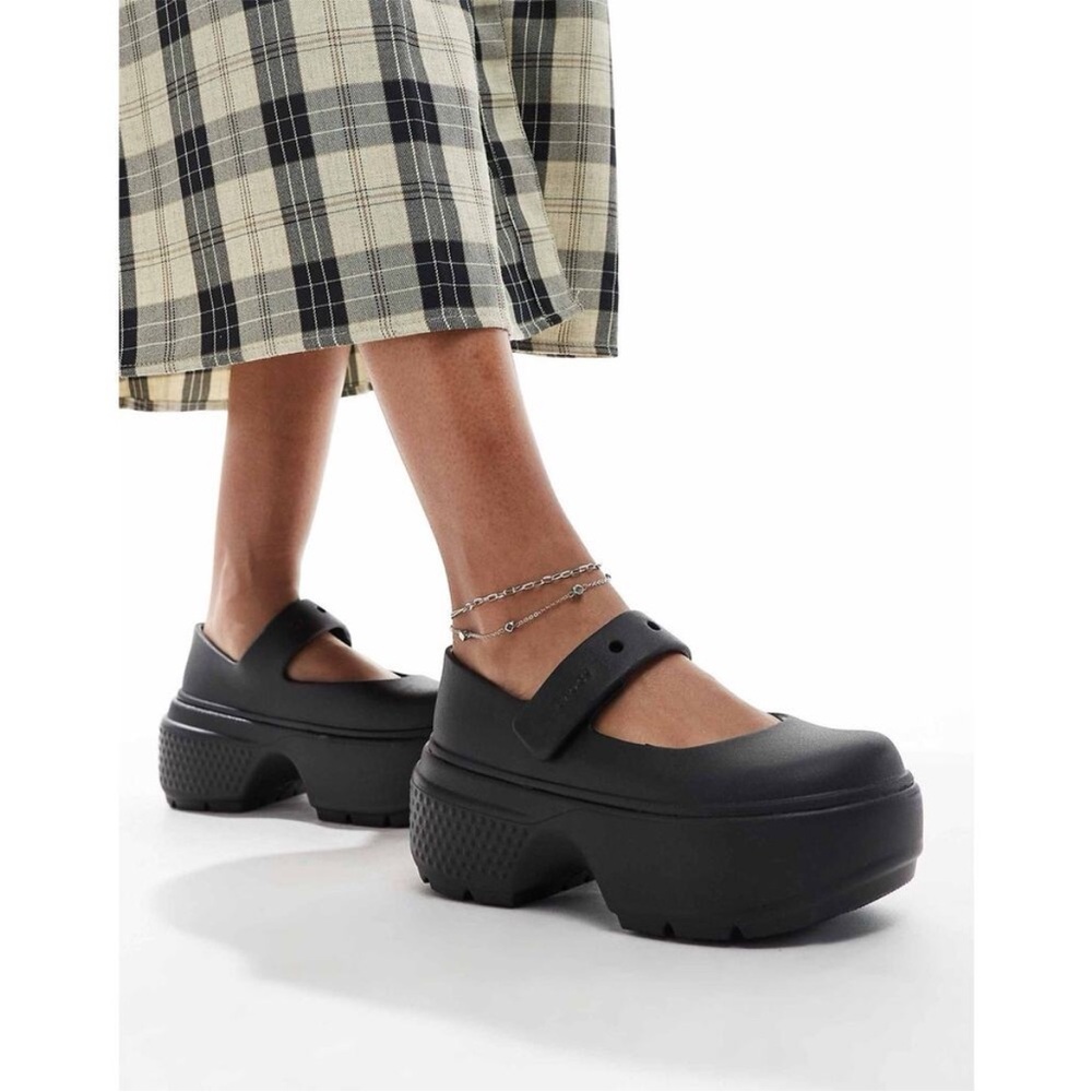 Crocs Stomp Mary Jane Black Platform Shoes